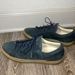 Italian Crafted Society Suede Navy shoes with Tan Sole size 13